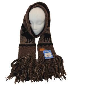 Kyber Outerwear Wool Scarf Unisex Wildlife Outdoor Moose 66" Plus Fringes New